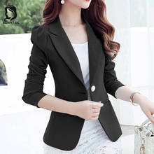 Fashion Solid Women Blazer Womens Long Sleeve Single Button Slim Tops Female Blazers Females Casual Korean Style Elegant Ladies 2024 - buy cheap