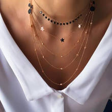 Tocona Vintage Alloy Beads Neck Chain Layered Star Pendants Gold Necklaces Jewelry Accessories Long Necklaces Woman 2019 8655 2024 - buy cheap