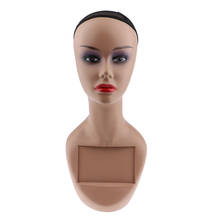 Modelo de maniquí femenino realista, cabeza de maniquí suave con gorro de red para busto, para pelucas, joyería, bufanda, soporte de exhibición 2024 - compra barato