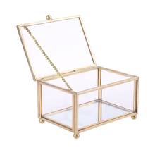 Rustic Wedding Ring Box Geometric Transparent Glass Jewelry Display Storage Holder Oranizer Decoration G8TB 2024 - buy cheap