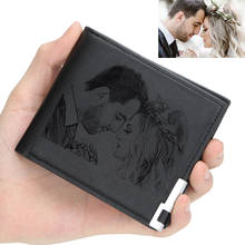 Personalized Credit Card Holder Wallet Men Gifts for Dad/Men/Husband High Quality Bifold Engraved Photo Gift Purse Wallets 2022 2024 - buy cheap