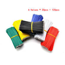 120 pçs/set 24awg estanho-chapeado tábua de pão pcb cabo de solda 24awg 8cm voar jumper fio fios condutor estanho 1007-24awg conector fio