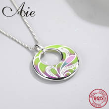 2021 new 925 Sterling Silver fashion DIY gift sparkling CZ round pink green Enamel fine Necklace Pendant Party Jewelry 2024 - buy cheap