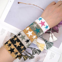 Go2boho-pulsera de estrella Miyuki para mujer, brazalete con borlas, pentagrama, joyería tejida hecha a mano, 2021 2024 - compra barato