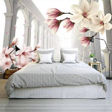Pegatinas de pared personalizadas para decoración del hogar, papel tapiz fotográfico con diseño creativo de orquídeas y columna romana, envío gratis 2024 - compra barato