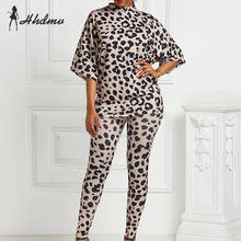 2020 Hot Popular Leopard Lazy Soft Suitable Elegant Sexy Fashion Half Sleeve Top Long Pants Slim Elastic Women 2 Piece Set 2024 - buy cheap