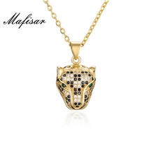 Mafisar colar pingente de cabeça de leopardo, colar dourado, luxuoso para mulheres e homens, joias de zircônio cúbico acessórios femininos 2021 2024 - compre barato