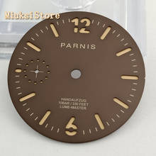 Parnis 35.4mm dark brown watch dial luminous dial fit ETA 6497 or Sea gull st36 movement 2024 - buy cheap