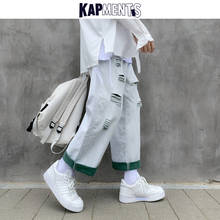 KAPMENTS Men Korean Solid Hole Denim Pants 2022 Mens Vintage Streetwear Baggy Jeans High Waist Male Fashions Hip Hop Loose Jeans 2024 - buy cheap