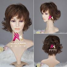 Peluca de cabello corto sintético para mujer, Pelo Rizado marrón para adulto, peluca de Cosplay preestilada para fiesta de Halloween, disfraz de anime + gorro de peluca 2024 - compra barato