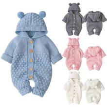 Newborn Baby Girl/Boy Hoodie Jumpsuit Romper Bear Ear Knit Wool Sweater Clothes Hairball Lovely Romper for 0-24M Baby Unisex 2024 - buy cheap