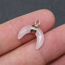 2pcs Natural Stone Crystal Moon Shape Rose Quartzs Charm Pendant for DIY Necklace Earring Jewelry Making Women Gift Size 16x18mm 2024 - buy cheap