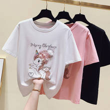 Camisetas casuais de algodão femininas, camisetas de manga curta de algodão coreano para meninas, roupas femininas, verão, 2021 2024 - compre barato