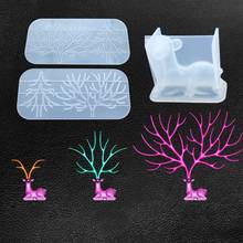 DIY crystal epoxy mold Cake Decorating Chocolate Mold Fawn antler tree branch mirror Antlers manual setting Silicone mold 2024 - buy cheap