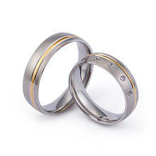 Fashion new jewelry stainless steel frosted ring rhinestones gold color couple ring 2024 - buy cheap