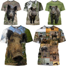 HOXIXIB 3D Print Fun Wildlife Wild Boar Tshirt Men Jungle Hunting Game Common Warthog T Shirt Baby Pig Cosplay Hunter Women Tops 2024 - buy cheap