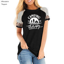Camping Is My Therapy print Cotton T-shirt Funny Women Camping Tshirt Casual Woman Graphic Adventure Outdoorsy Summer Tees Tops 2024 - buy cheap