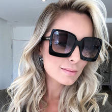 Óculos de sol feminino quadrado, armação preta vintage de 2021, marca de luxo, cor preta, uv400 2024 - compre barato