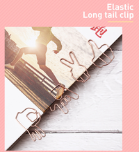 12pcs Elastic Long Tail Clip Metal Plate Shaped Cute Bookmark Animal Cartoon Paperclips Office Stationery bulldog clips 2024 - buy cheap
