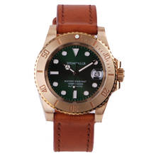 Kit de relógio de mergulho masculino-relógio de pulso em bronze, safira, mostrador verde, 30bar, movimento automático, luminoso, mecânico 2024 - compre barato