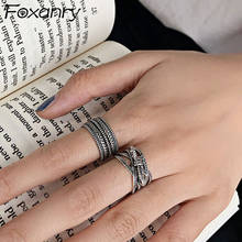 Foxanry-anillos de plata de ley 925 para mujer, joyería tailandesa con lazo multicapa, Estilo Vintage Punk, para fiesta 2024 - compra barato