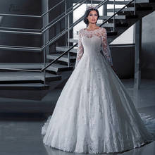 Элегантное винтажное кружевное Белое Бальное Платье, арабское свадебное платье Patten Dubai с рукавами, женское свадебное платье, модель W0030 2024 - купить недорого