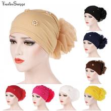 Women Hair Loss Cap Beanie Skullies Flower Pearls Muslim Cancer Chemo Cap Islamic Indian Hat Cover Head Scarf Fashion Bonnet 2024 - buy cheap