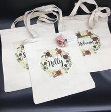 personalize logo Wedding bachelorette party  floral Canva bags bridesmaid Tote Bags maid of honor proposal shoulder bags gifts 2024 - buy cheap