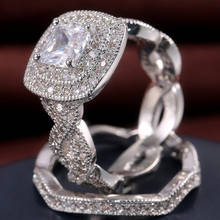 Yobest novo conjunto de anéis quadrados de zircônia dourada para mulheres anéis de cristal cz atacado 2024 - compre barato