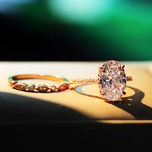 Изящные наборы обручальных колец с овальным цирконом, роскошный женский комплект колец с белым кристаллом, очаровательные обручальные кольца цвета розового золота для женщин 2024 - купить недорого