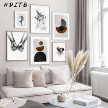 Pintura abstracta en lienzo, póster Vintage en blanco y negro, impresión artística nórdica, cuadro de pared escandinavo moderno, decoración para sala de estar 2024 - compra barato