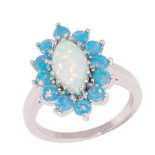 CiNily Created White Rainbow Fire Opal Silver Plated Wholesale Hot Sell Women Jewelry Ring Size 7-9 OJ9585 2024 - buy cheap