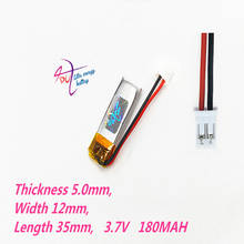 JST PH 2.0mm 2 pin connector 501235 3.7V 180mAh LiPo Battery Lithium Polymer Rechargeable For Mp3 bluetooth GPS PSP headset 2024 - buy cheap