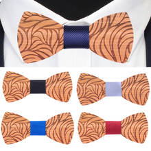 Floral Fashion Mens Wooden Bow Tie Accessory Wedding Party Christmas Gifts Carved Wood Bowtie Neck Wear for Men Women cravat 2024 - buy cheap