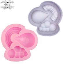 Rainbow cloud water drop shape silicone mold cake fondant decoration tool 3D Chocolate Candy Mold 2024 - buy cheap