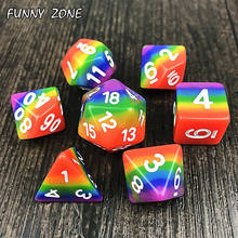 New Dice 7pcs/set Rainbow dice ,d4 d6 d8 d10  d12 d20 DnD rpg  game 2024 - buy cheap