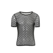 Mens Undershirts Shorts Sleeve Mesh Transparent Tops Tees Fishnet Fitness Bodybuilding Summer Singlet T-shirts Underwear Shirts 2024 - buy cheap