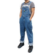 New Oversized Loose Overalls Men Bib Jeans Straight Workwear Denim Jumpsuits Wide Leg Cargo Pants Blue Trousers Large Size 28-50 2024 - buy cheap