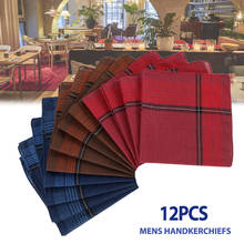 12Pcs/lot 33*33cm Soft Cotton Handkerchief Classic Check Striped Pattern Comfort Vintage Square Handy Pocket Women Men 2024 - buy cheap