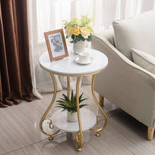 Mesa de centro de mármol de lujo, luz nórdica, simple, sala de estar, sofá lateral, unas esquinas, individual, doble piso 2024 - compra barato