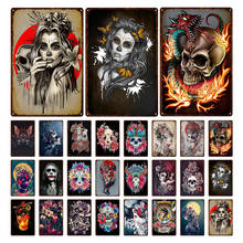 Skeleton Skull Tin Signs Mexican Festival Day of The Dead Plaque Wall Art Metal Painting Party Shop Home Tattoo Parlors Plate 2024 - buy cheap