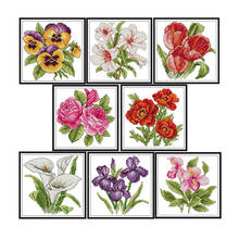 Joy Sunday Flower Cross Stitch Kit Printed Fresh Chinese Embroidery Needlework Home Decor Design Embroidery Needle Set Wholesale 2024 - buy cheap