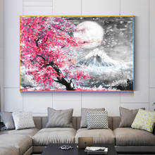 Landscape Japan Mount Fuji Cherry Blossom  Oil Canvas Painting Wall Art Posters and Prints Quadros Wall Art Picture Living Room 2024 - buy cheap