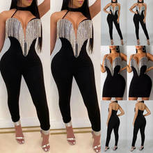 Women Tassels Jumpsuit Romper Spring Autumn Sleeveless V Neck Pants Jumpsuit Clubwear Trousers Outfit Clothes For Female 2024 - buy cheap