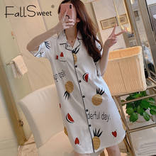 FallSweet 2020 New Women Nightgown Sexy Print Silk Satin Sleepshirts Half Sleeve Female Nightie Short 2024 - buy cheap