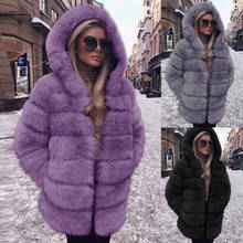 2019 Winter Women Coat Casual Loose Solid Hoodied Long Warm Faux Fur Coat Vintage Plus Size Thick Faux Fur Jackets Outerwear 2024 - buy cheap