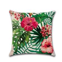 Tropical Plants Cushion Cover Decorative Pillowcases Flamingo Printing Cotton Linen Throw Pillow Case Flowers Pillow Cover45x45 2024 - buy cheap