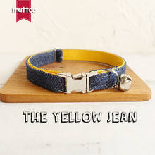 MUTTCO Retailing self-design cat collar THE YELLOW JEAN handmade collar mazarine and yellow 2 sizes cat collar UCC037 2024 - buy cheap