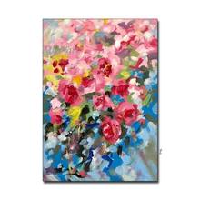 Abstract Textured Rose Flower Oil Painting Knife Canvas Wall Pictures Art Home Wall Hangings Artwork For Dining Room Decor 2024 - buy cheap