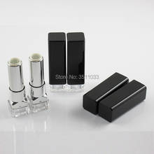 NEW 12.1mm Empty Square Clear Plastic Lipstick Tube, Black Classic Lip Balm Container Cosmetic Silver Elegant Lip Rouge Bottle 2024 - buy cheap